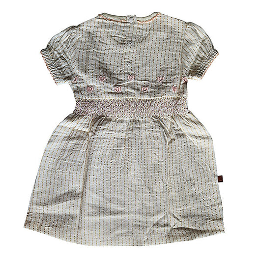 Frogs and Dogs tweedehands baby jurkje korte mouw Gold Glitter - strepen crème/goud showmodel