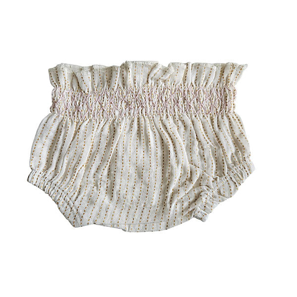 Frogs and Dogs tweedehands baby bloomer Woven Gold Glitter – strepen crème/goud showmodel