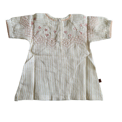 Tweedehands Frogs and Dogs baby blouse crème met gouden glitterstreep