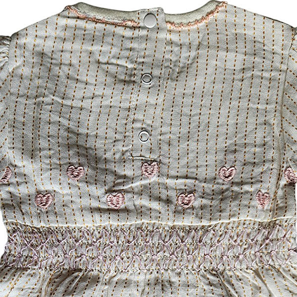 Frogs and Dogs tweedehands baby jurkje korte mouw Gold Glitter - strepen crème/goud showmodel