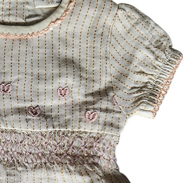Frogs and Dogs tweedehands baby jurkje korte mouw Gold Glitter - strepen crème/goud showmodel