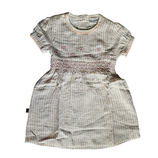 Frogs and Dogs tweedehands baby jurkje korte mouw Gold Glitter - strepen crème/goud showmodel