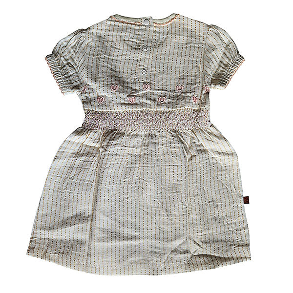 Frogs and Dogs tweedehands baby jurkje korte mouw Gold Glitter - strepen crème/goud showmodel