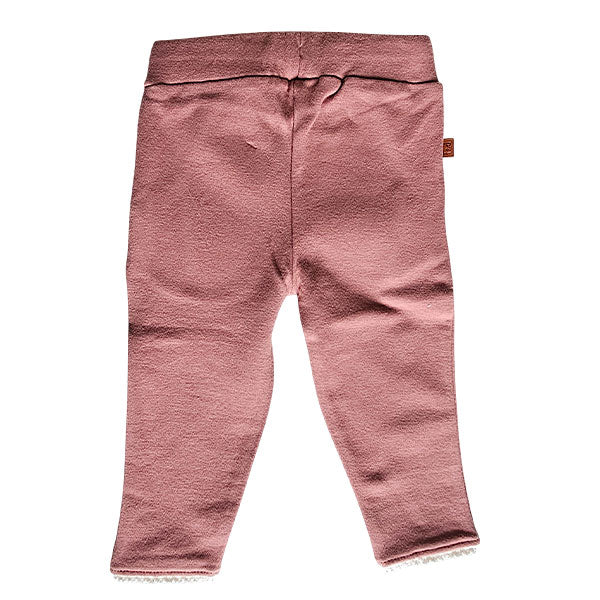 Tweedehands babybroekje Frogs and Dogs Beautiful Hearts Burlwood, roodbruin broekje met striklint