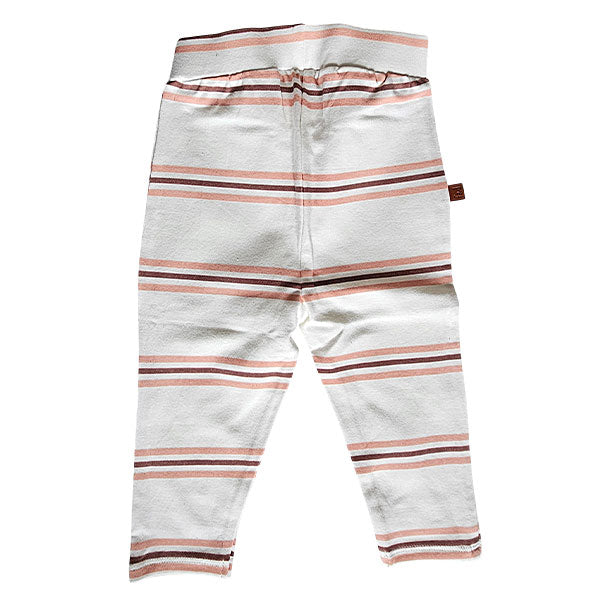 Tweedehands babybroekje Frogs and Dogs Beautiful Hearts off white met zalm, gestreept broekje met striksluiting