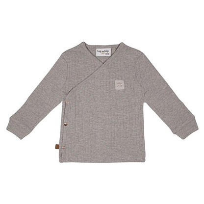 Tweedehands Frogs and Dogs overslagshirt Raccoon Club melange taupe