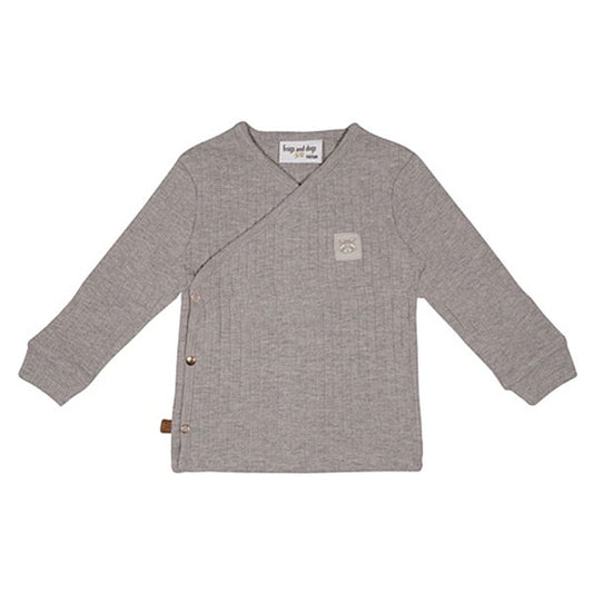 Tweedehands Frogs and Dogs overslagshirt Raccoon Club melange taupe